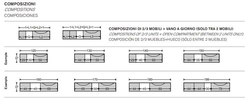 Модульный подвесной умывальник со встроенным умывальником ARTELINEA Quadra ARCH-00091833 - Вид №3