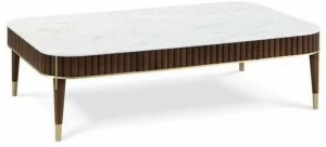 Roche Bobois Прямоугольный журнальный столик из вишни и мрамора Eden-rock