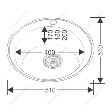 Мойка 510 MELANA 0,8/180 врезная круглая с сифоном (001 ta *15) 001 ta (*15) - Вид №3
