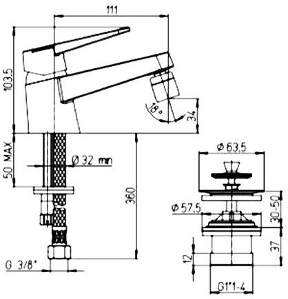 Paini Ventus 93CR3062SKM смеситель для биде  - Вид №2