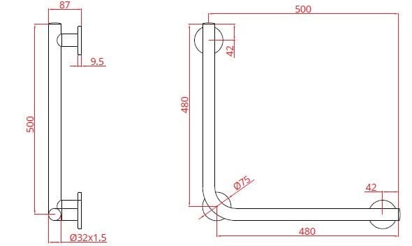 Ручка безопасности 90° из нержавеющей хром Goman Leonardo Deluxe ARCH-00140167 - Вид №3