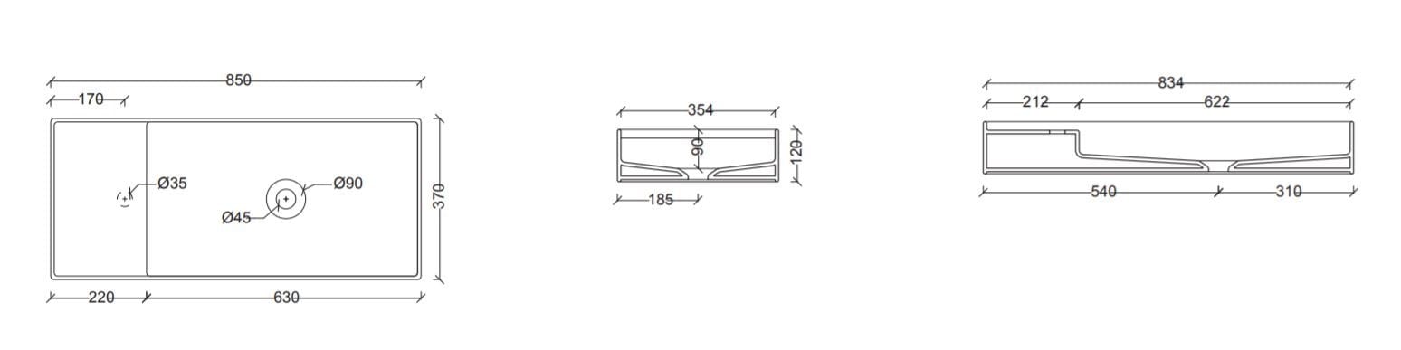 Керамическая прямоугольная подвесная раковина Alice Ceramica HIDE ARCH-00151886 - Вид №22