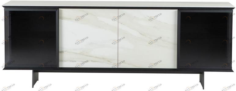 Tonin Casa Комод из стекла и керамогранита с распашными дверцами sun-id-1422625