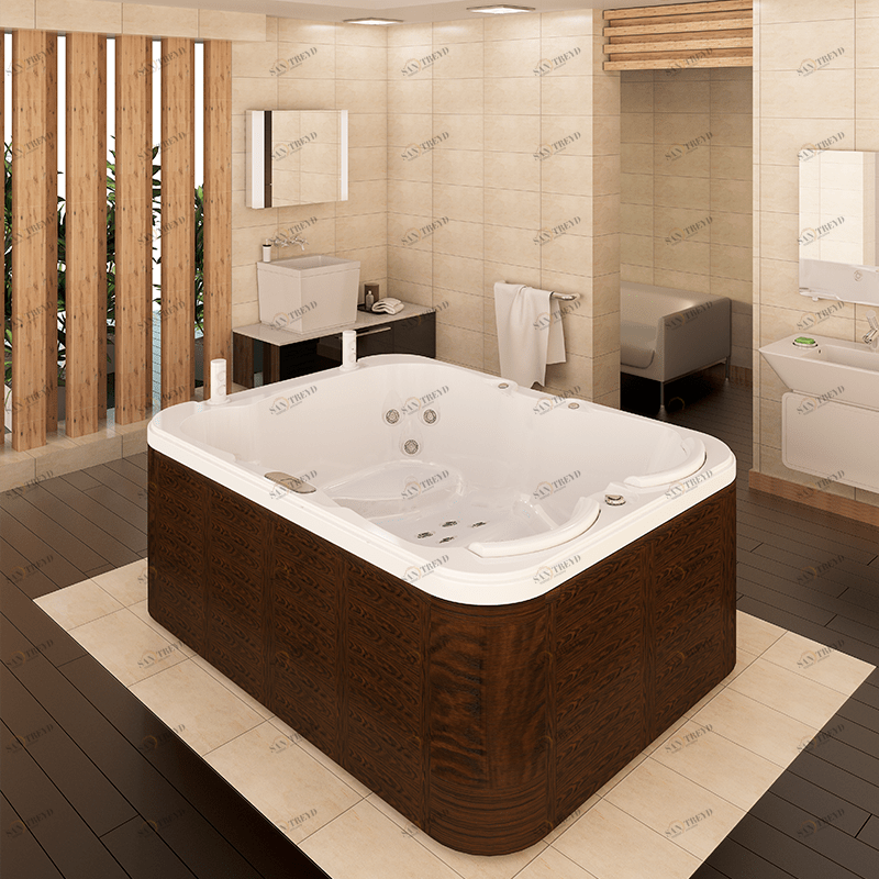 Минибассейн "МИШЕЛЬ" (белый), 2050х1550, рама-подставка, панели - декоративная террасная доска, 21 гидромассажная форсунка, 2 подголовника, хромотерапия 3 лампы, "SPA-контроллер", система фильтрации, система озонации, система подогрева воды, система слива Radomir 130000051Б