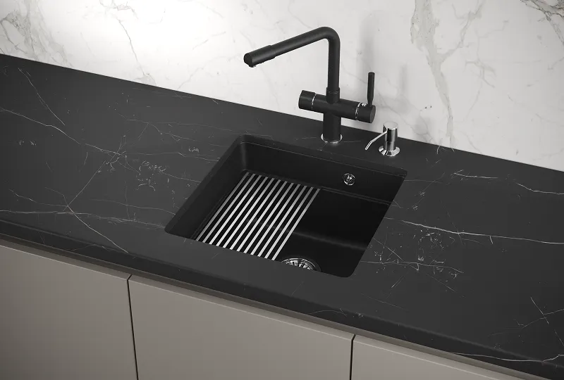 KS-4501U, ЧЁРНЫЙ, кухонная мойка, кварц GRANULA 4501U-ST291