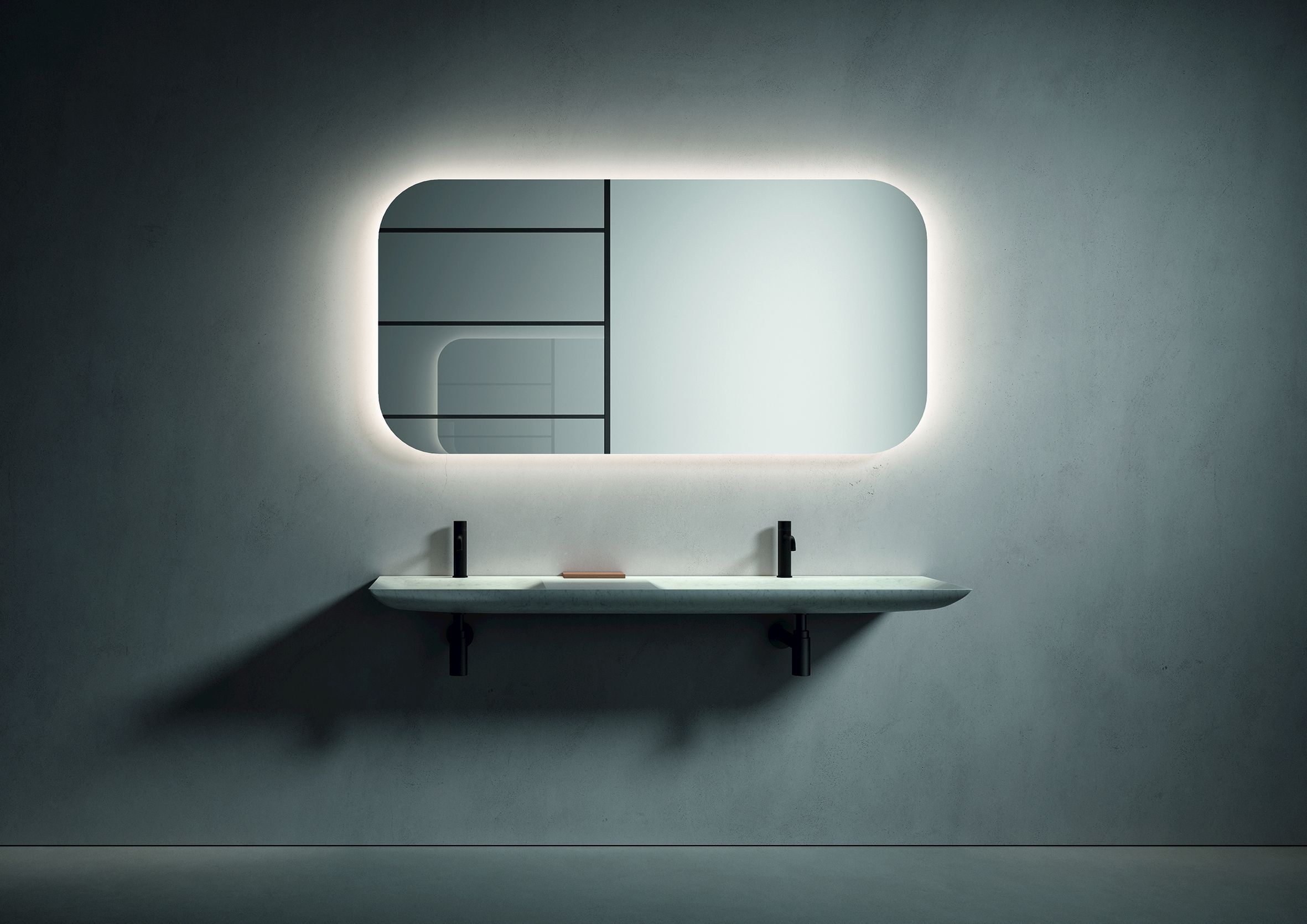 Мраморная прямоугольная двойная подвесная раковина Boffi L 18 ARCH-00067193 - Вид №1