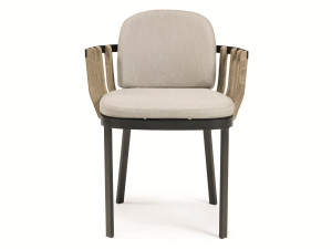 Стул для сада из тикового дерева с подлокотниками