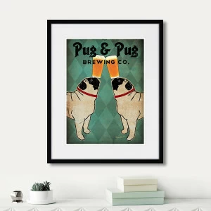 Картина 52х42 см Pug and Pug Brewing Co. КАРТИНЫ В КВАРТИРУ  00-3894690 Зеленый