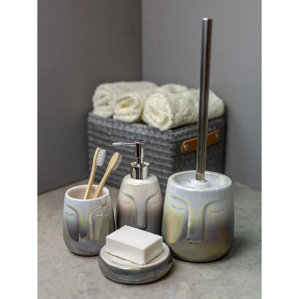 Стакан для зубных щеток Bath Plus Belle W-CE2574AA-TB, керамика, цвет светло-серый STLM-2208065 - Вид №2