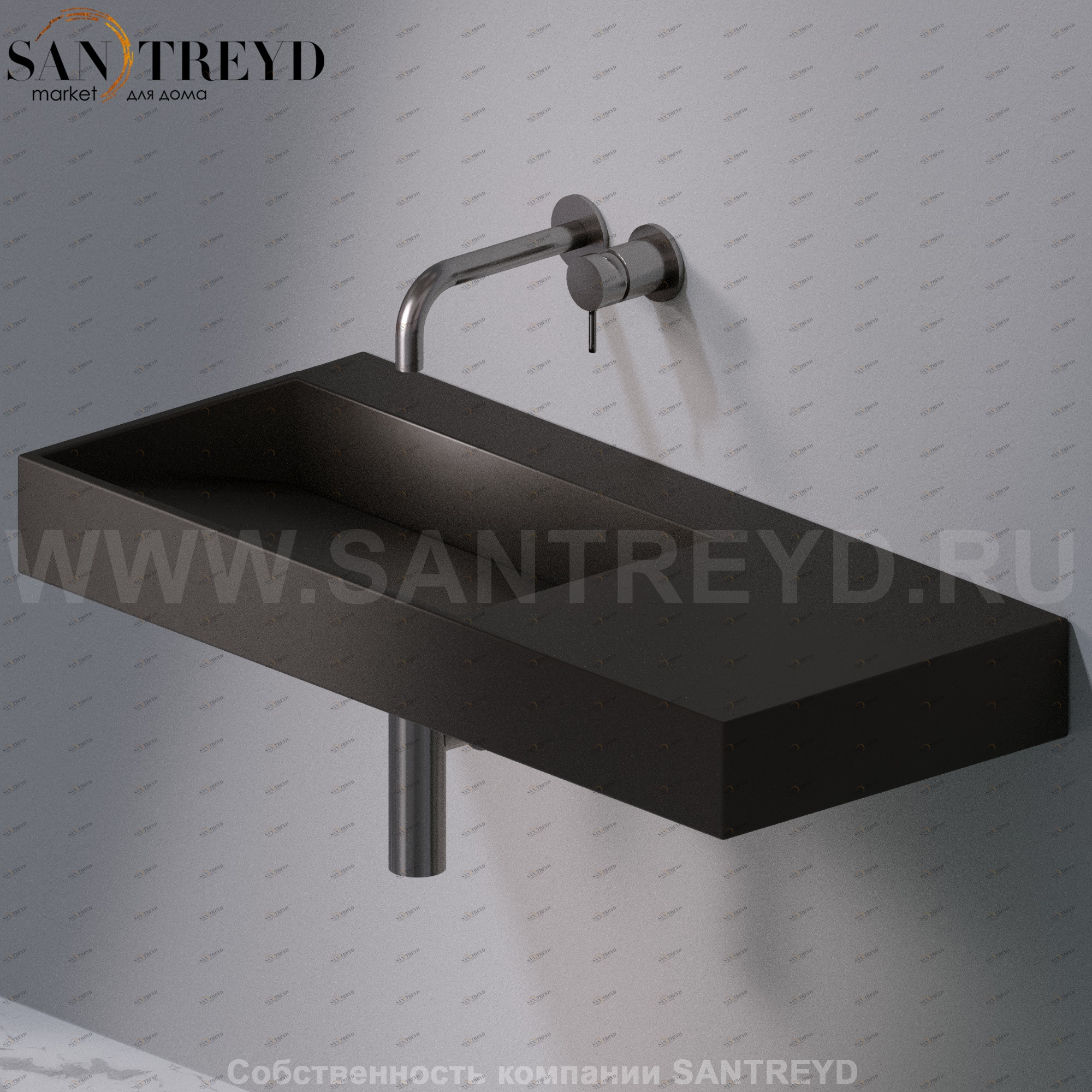 L013T1RPV4.105 Подвесная раковина настенная прямоугольная A. e T. Italia P35 черная AeT ITALIA