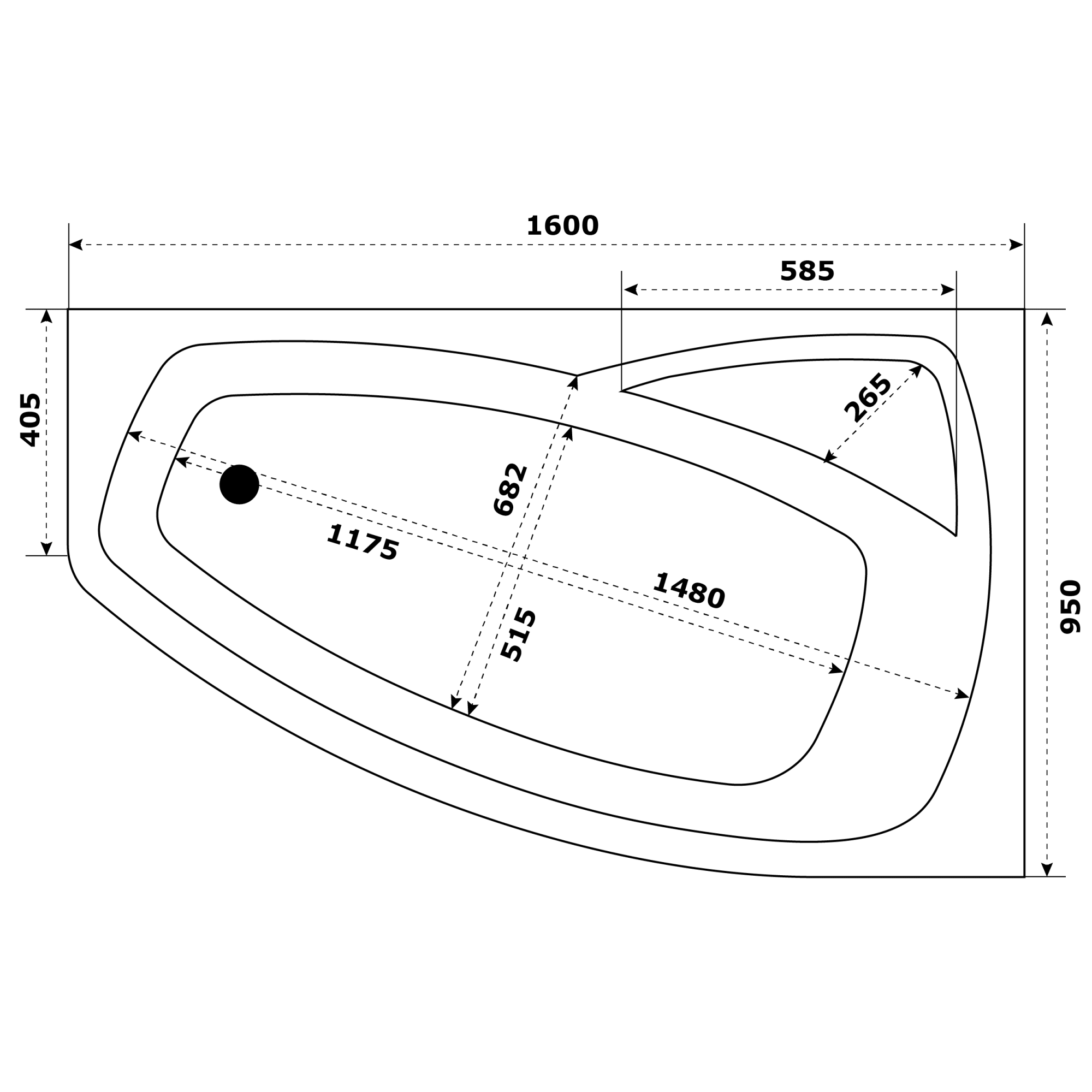 83641306 Ванна акрил 160x95 см угловая правая Рондо Santreyd - Вид №2