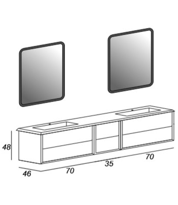Мебель для ванной CEZARES BELLAGIO 175 Black&Gold Stone - Вид №2