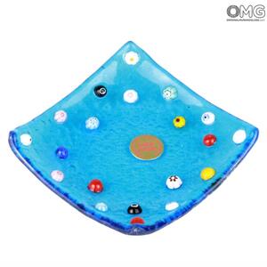 1661 ORIGINALMURANOGLASS Квадратное лазурное блюдце Муррина - муранское стекло 8 см