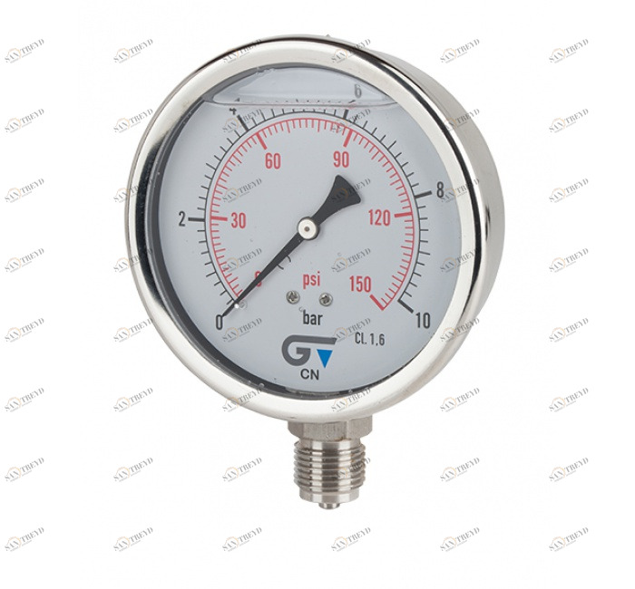 GENEBRE 3824 040 Pressure gauge Ø 100 with glycerine, bottom connection, BSP thread 