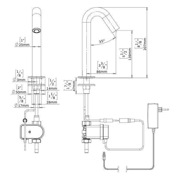 233040/2 Маленький бесконтактный смеситель Csaba для монтажа на столешницу stern  - Вид №2