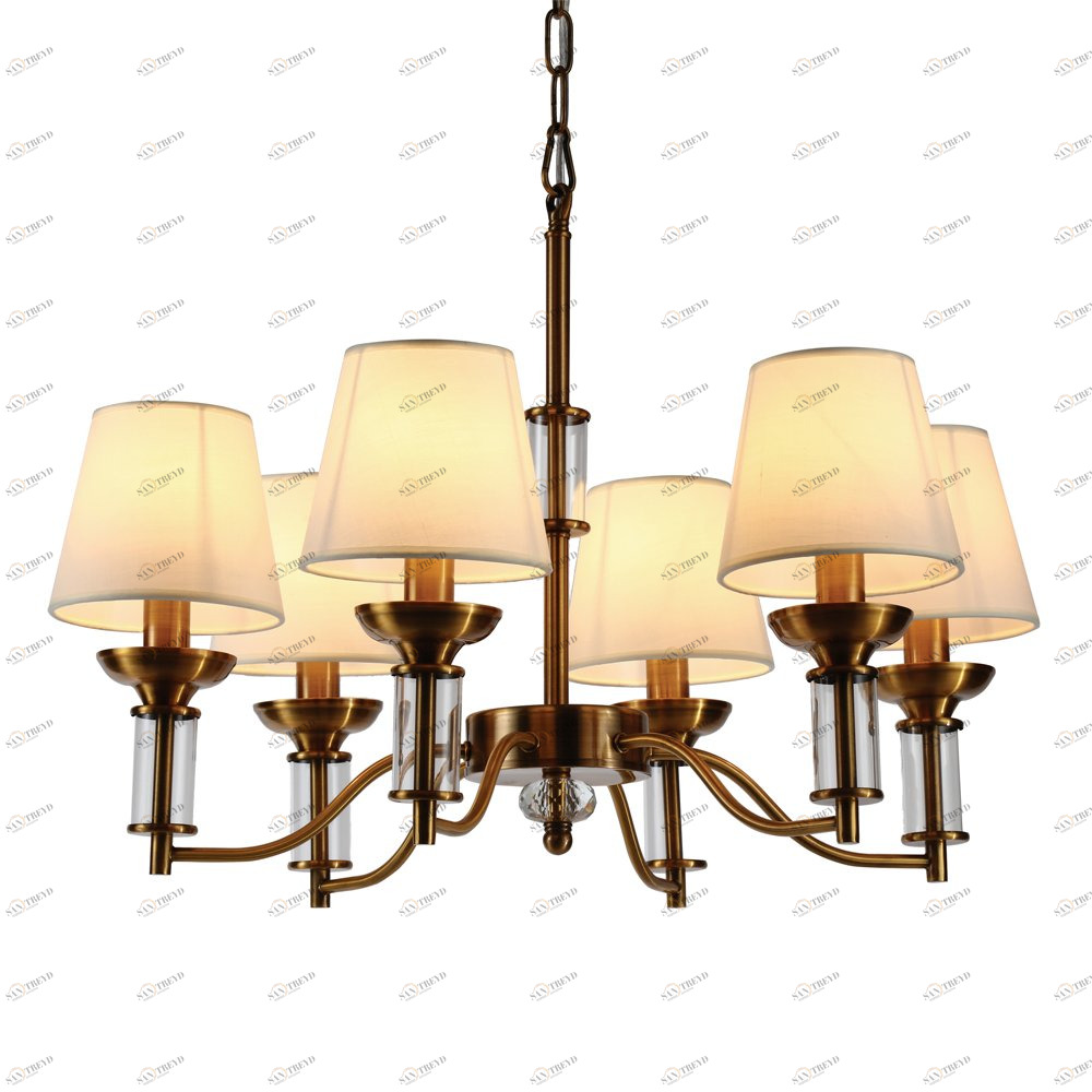 Люстра Walters 6 от Delight Collection прозрачная/бежевая/латунь KM0845P-6 DELIGHT COLLECTION ДИЗАЙНЕРСКИЕ 247068 Прозрачный;бежевый;латунь 