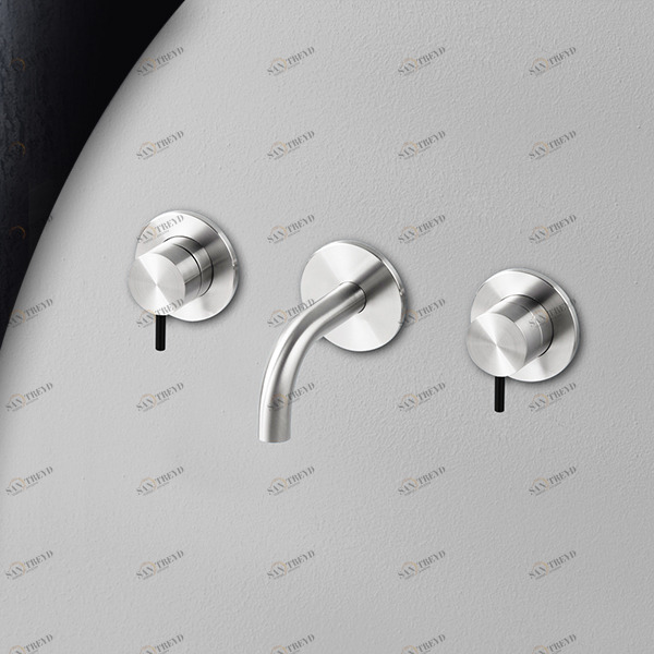 Смеситель для раковины сталь глянцевая с черной ручкой Toki Radomonte TKI27LCIL22