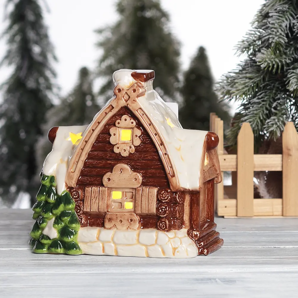 88449653 Подсвечник Избушка 16.5x17 см цвет коричневый STLM-0962555