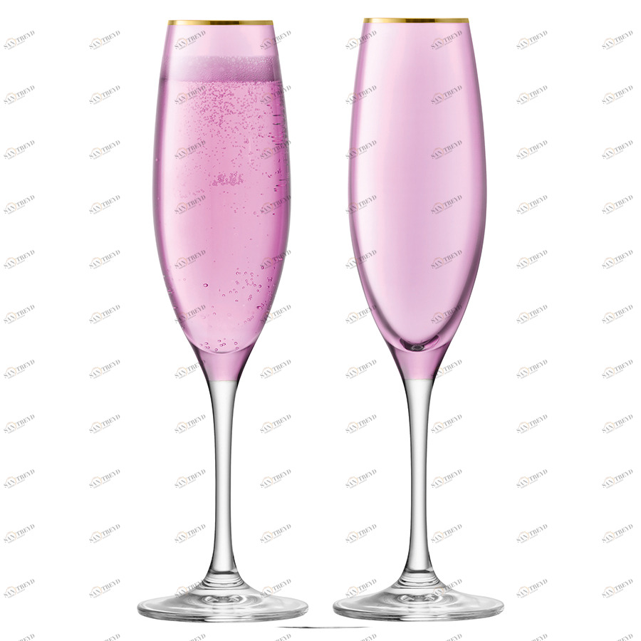 Набор из 2 бокалов-флейт для шампанского 225 мл розовый Sorbet LSA INTERNATIONAL SORBET 00-3863176 Прозрачный;розовый 