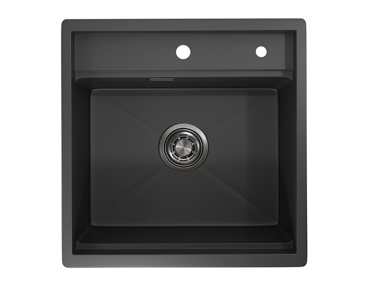 KS-5051, ЧЕРНЫЙ МАТОВЫЙ, стальная кухонная мойка KITCHEN SPACE GRANULA KS-5051-ST360 - Вид №1