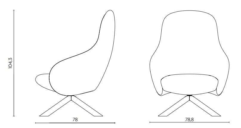 Кресло на насесте из ткани с подлокотниками и деревянной основой Miniforms Nebula ARCH-00048277 - Вид №7