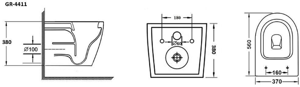 GR-4411 Подвесной унитаз настенный Белый Grossman  Китай  - Вид №5