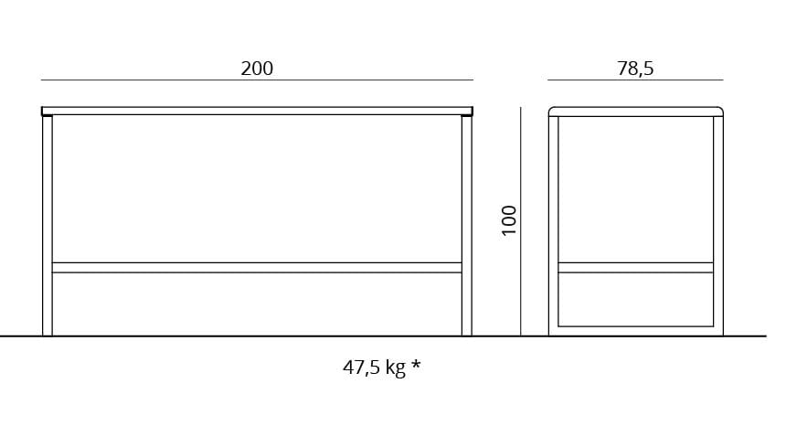 Прямоугольный высокий стол для общественных мест Urbantime Портфель.h24 ARCH-00021951 - Вид №2
