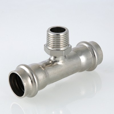 VTi.933.I.150415 Фитинг из нержавеющей стали – пресс-тройник с наружной резьбой Valtec 15 мм х 1/2"  - Вид №3