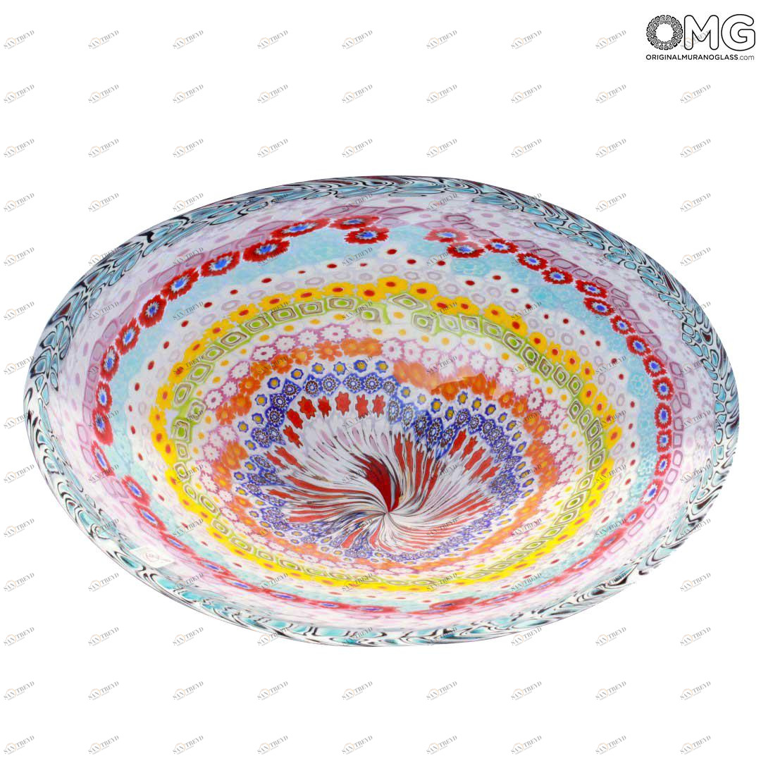 1834 ORIGINALMURANOGLASS Блюдо с разноцветными мурринами миллефиори - муранское стекло 40 см 