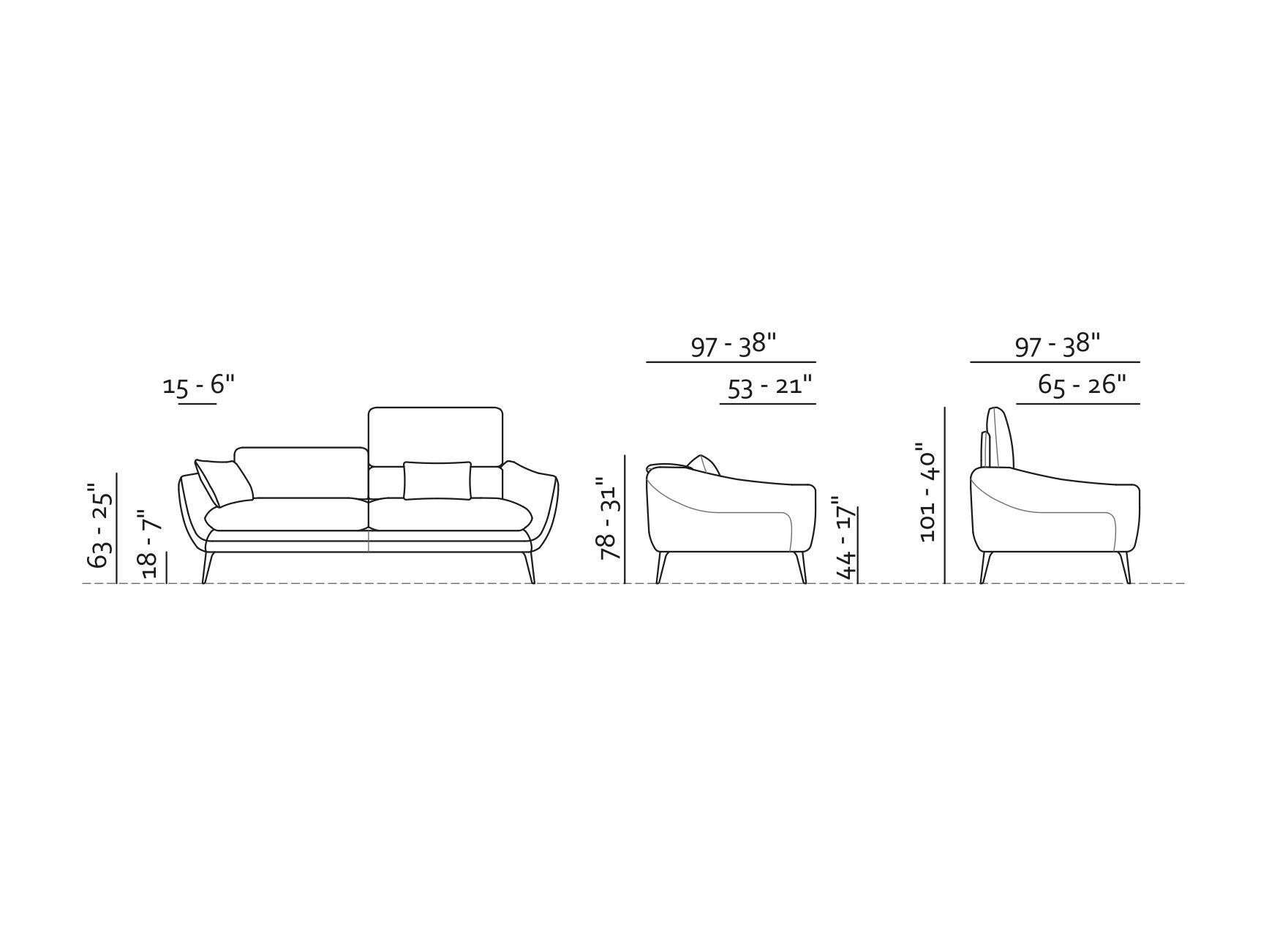 3-местный тканевый диван с подголовником Max Divani CORE ARCH-00135223 - Вид №2