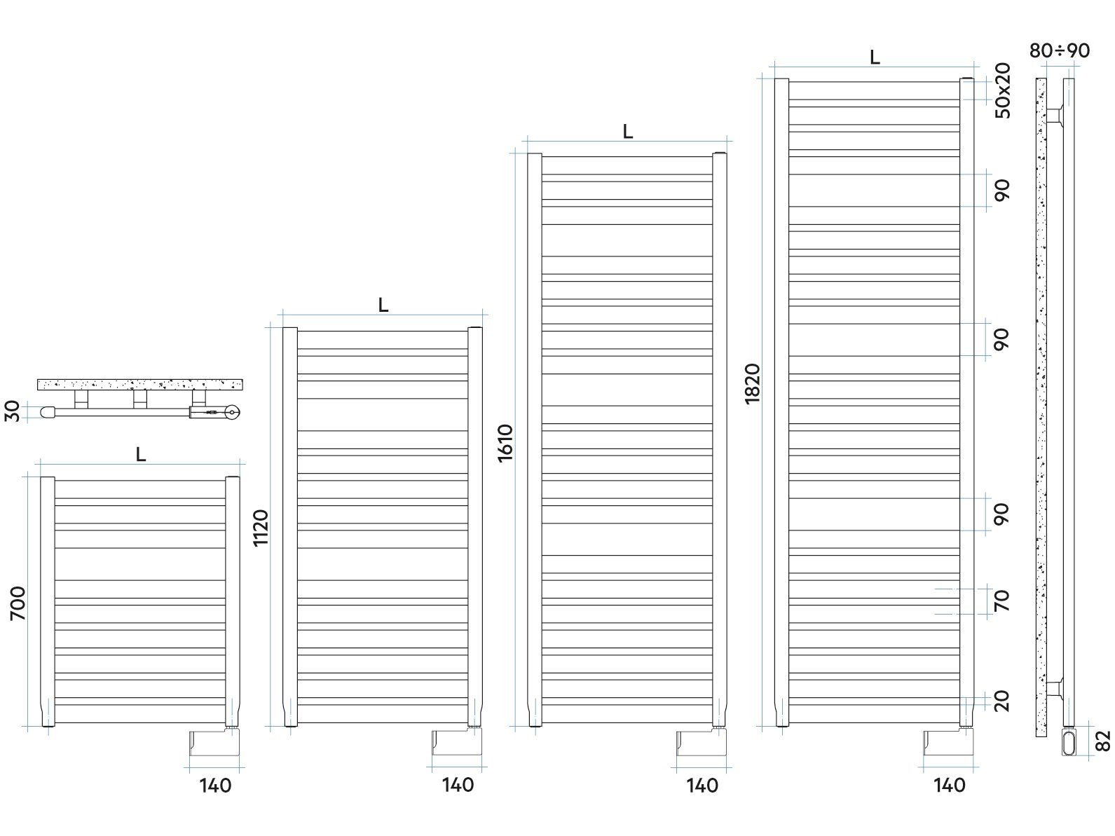 Электрический стальной радиатор для ванны Irsap Парус ARCH-00064586 - Вид №5