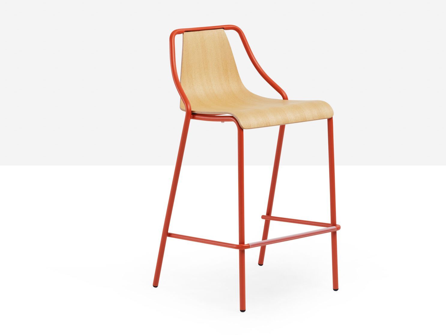 Высокий металлический стул с деревянным сиденьем Midj ARCH-00013147