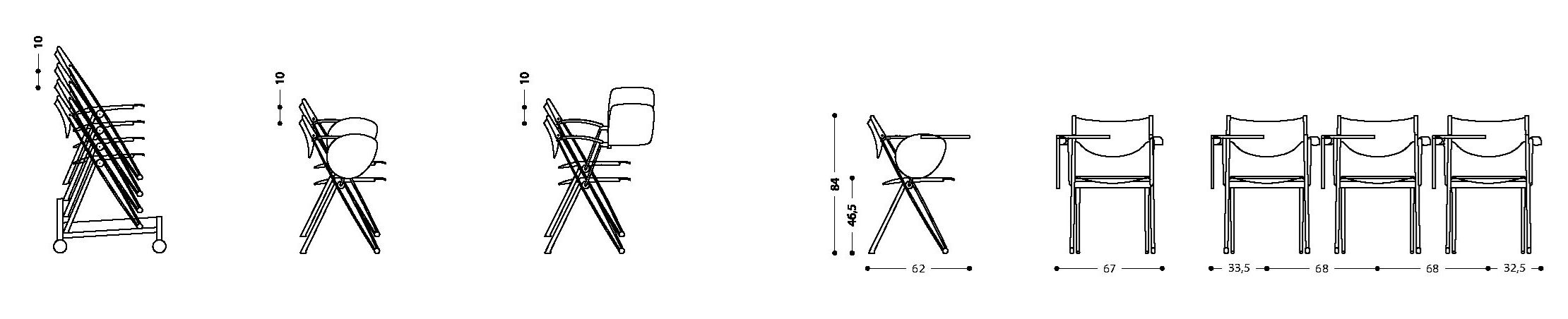 Складной стул для конференций с откидывающейся крышкой LAMM Conpass ARCH-00039297 - Вид №6