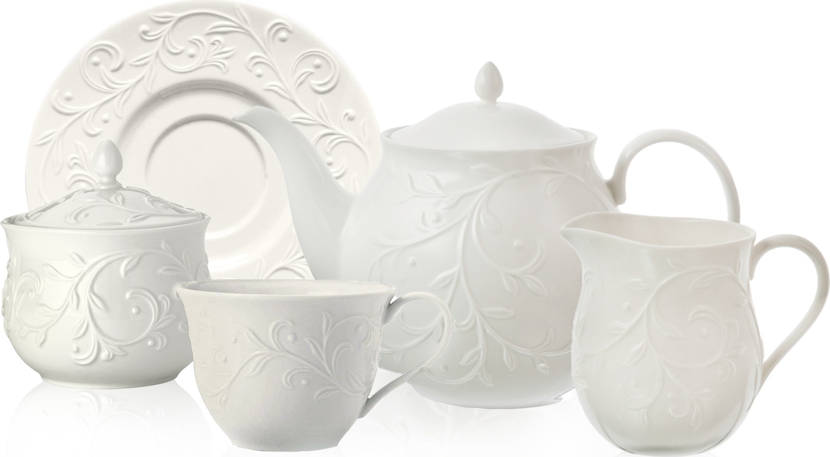 10671886 Lenox Сервиз чайный Lenox Чистый опал, рельеф на 6 персон 15 предметов Фарфор 
