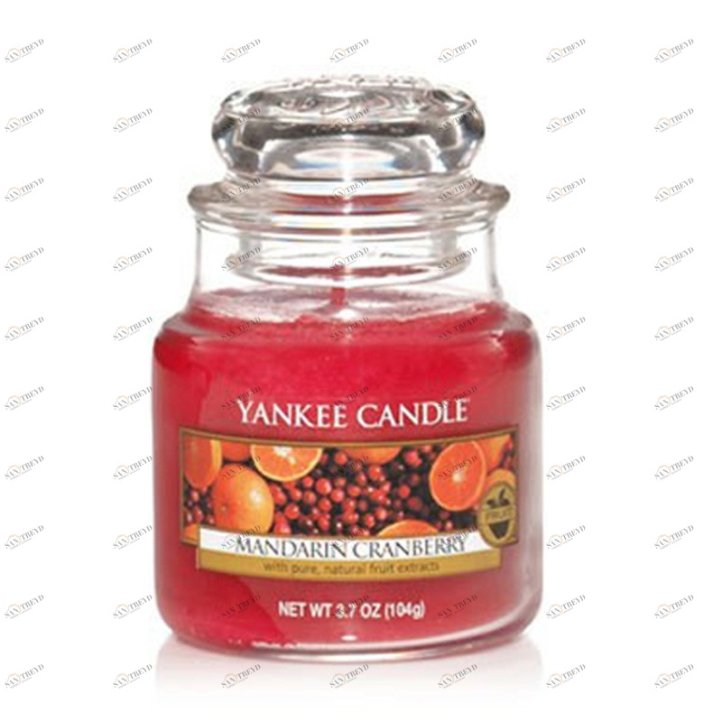 Свеча маленькая в стеклянной банке "Мандарин и клюква" Mandarin Cranberry 104гр 25-45 часов YANKEE CANDLE  267912 Красный 