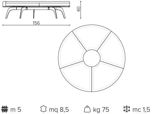 True Design Круглая скамейка из ткани Millepiedi Mp 5p0r - Вид №9