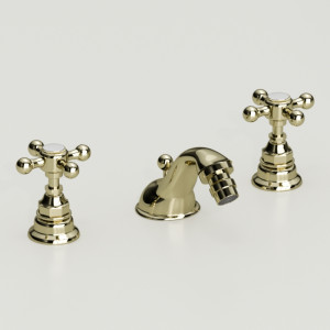 739291 Смеситель на биде на 3 отверстия с выпуском, цвет Золотистый Kerasan RETRO Италия