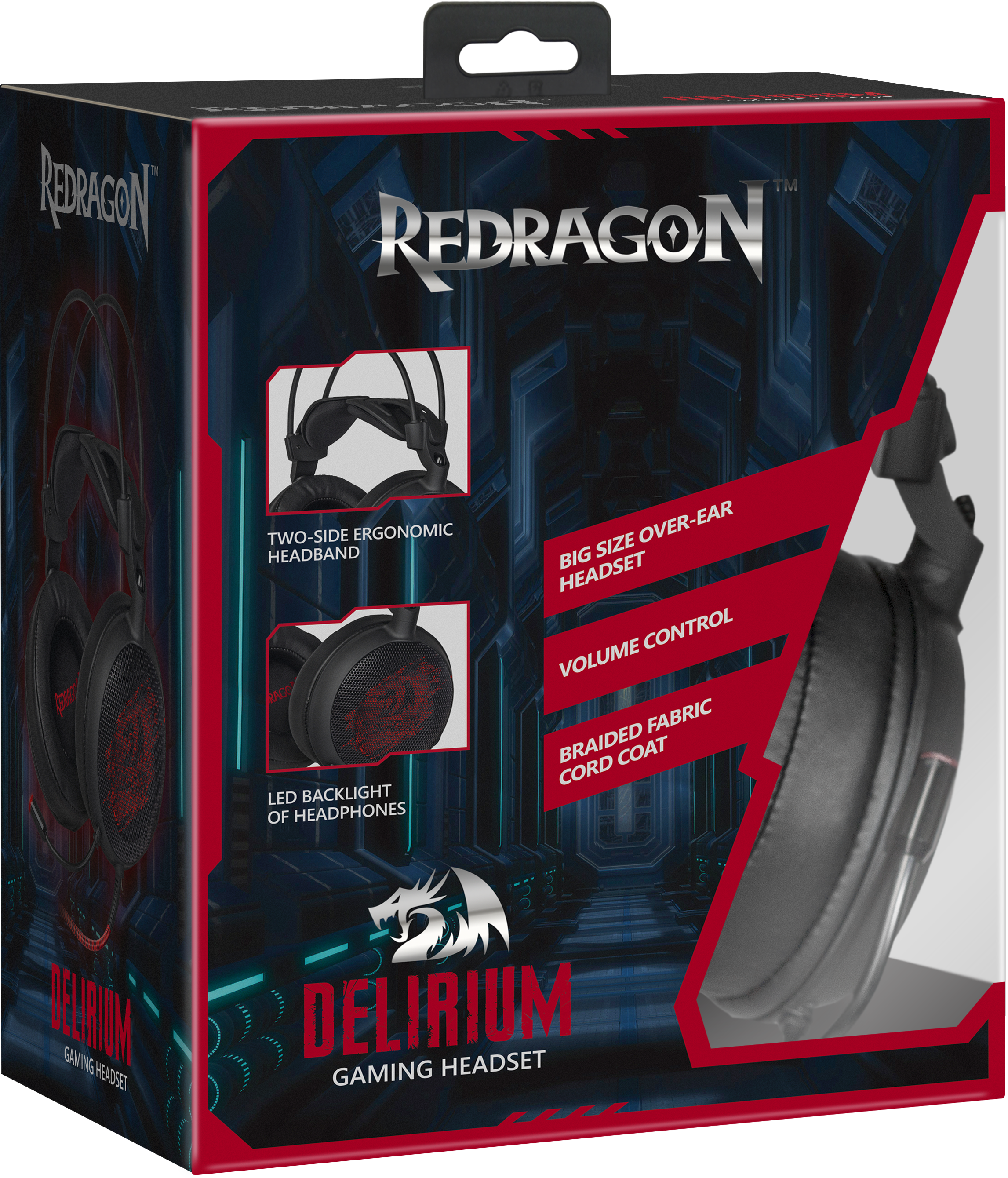 64213 игровая гарнитура delirium черный+красный, провод 2 м Redragon Santreyd  - Вид №5