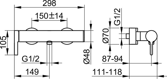 51524010100 Однорычажный смеситель для душа DN 15 KEUCO Edition 400 - Вид №2