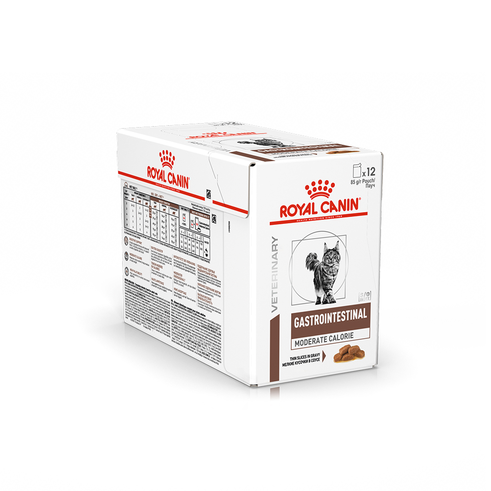 Т0055685 Корм для кошек Vet Diet Gastro Intestinal Moderate Calorie при наруш.пищев, птица пауч 85г ROYAL CANIN  - Вид №8