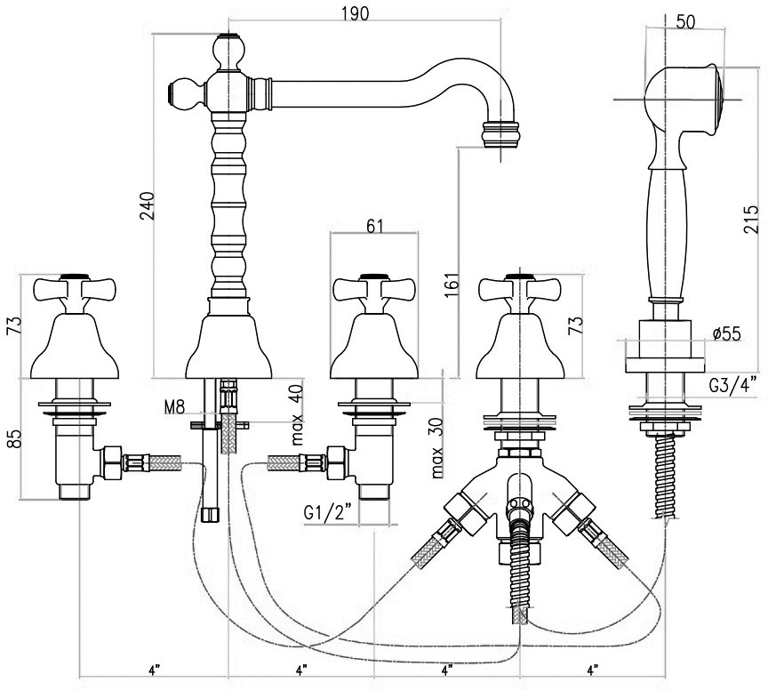 AM730402065 Смеситель на борт ванны , бронза Webert Armony - Вид №2