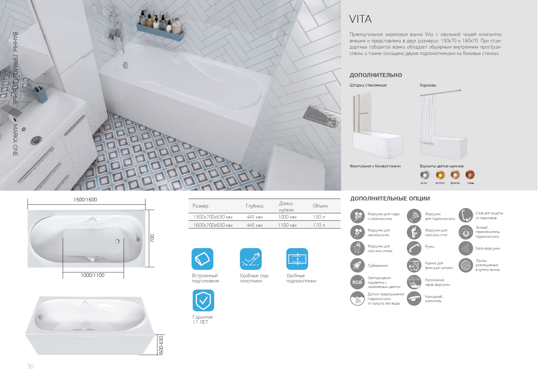 У36800 Ванна Marka One VITA 160x70 1 Marka VITA - Вид №4