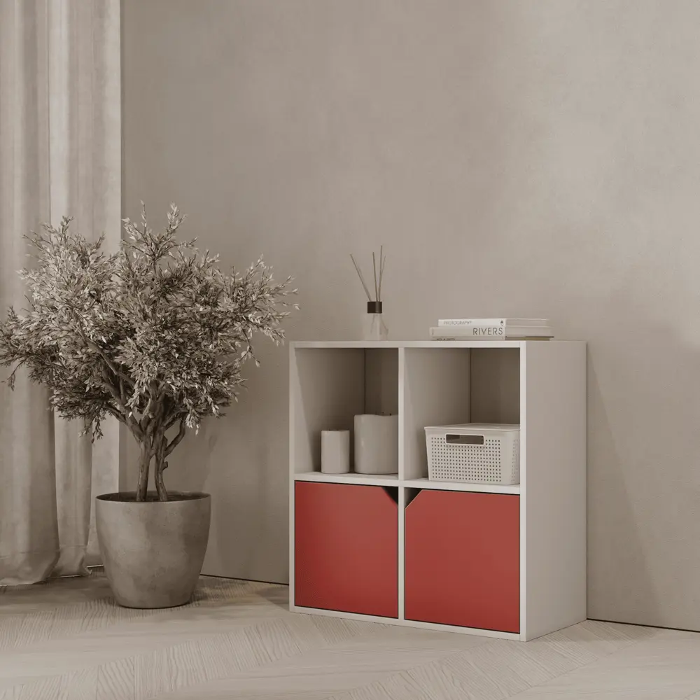 Стеллаж KONSENSA Руан 4 секции 70x70x31.7 см ЛДСП цвет белый STLM-2067497 - Вид №12