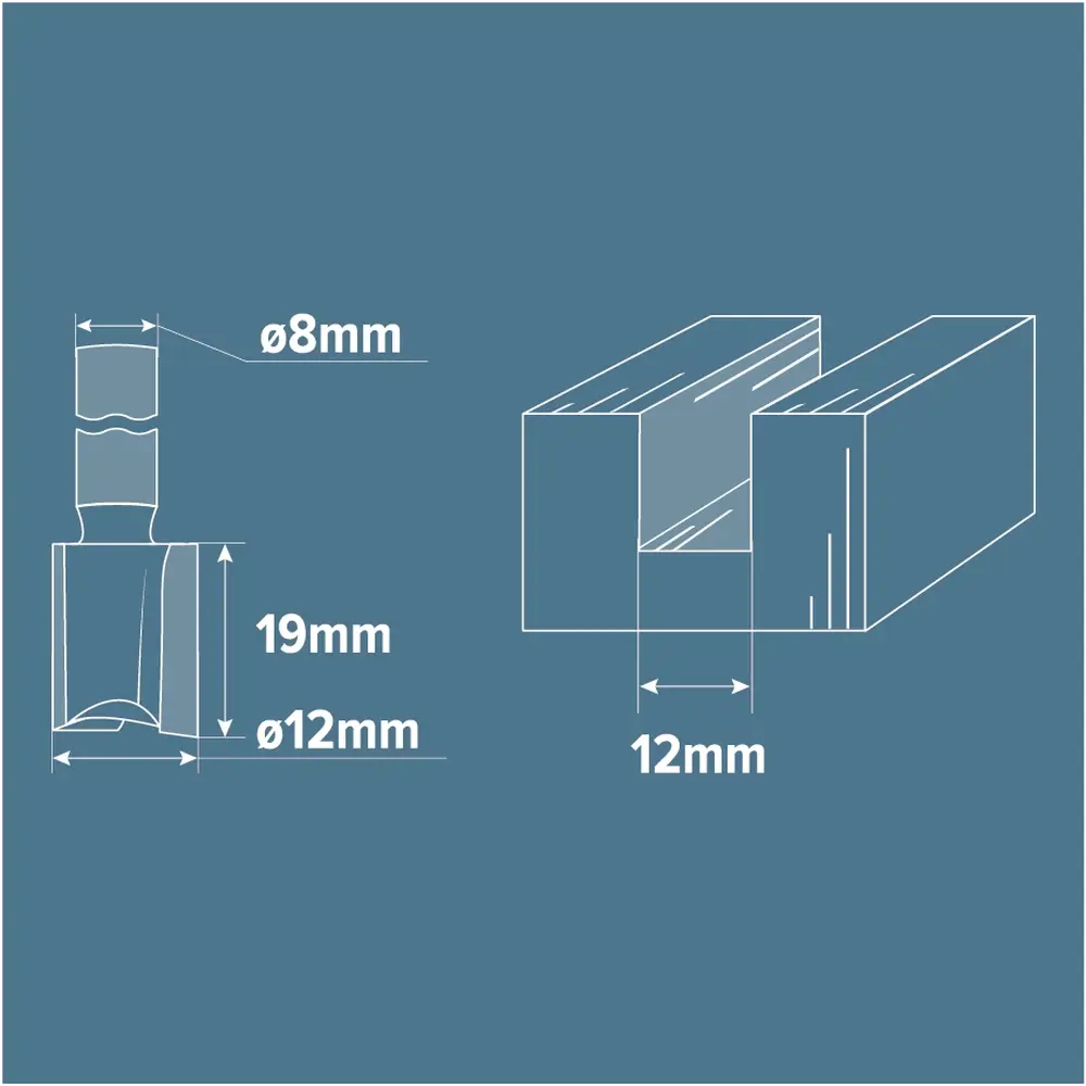 Фреза пазовая прямая Brigadier, D12х19 мм STLM-2019900 - Вид №2