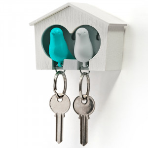 QL10124-WH-WH-BU Держатель для ключей двойной sparrow белый-голубой Qualy