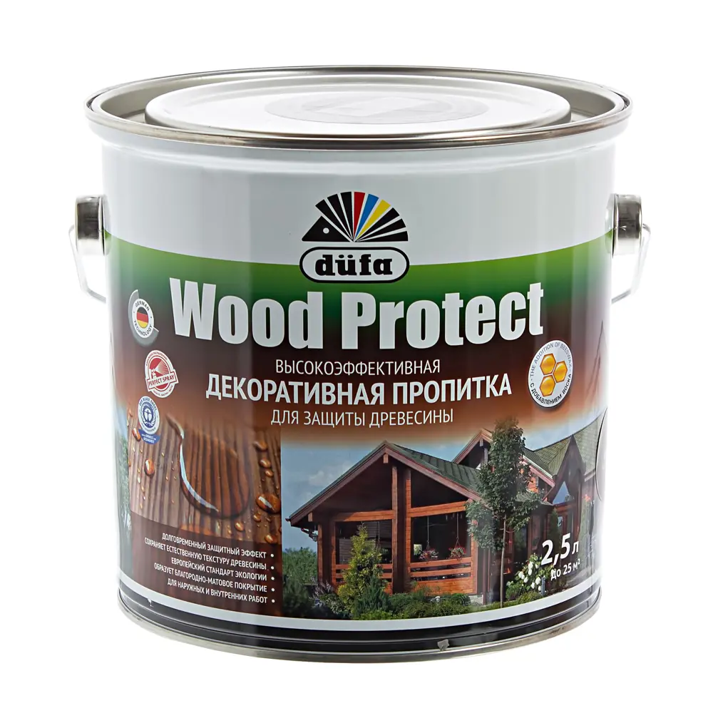 Dufa Wood Protect - антисептик для дерева с защитой от влаги и грязи, цвет орех 2.5 л 14724421 STLM-0005069 - Вид №1