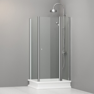 9142T0 Душевая кабина SX с распашной дверью и фиксированной боковой частью для душевого поддона 80x96 SX открывание со стороны 96, цвет Хромированный Kerasan RETRO Италия