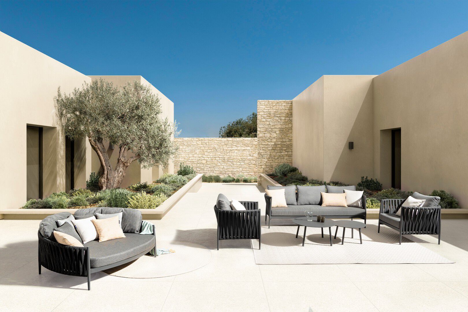 Веревочное и тканевое садовое кресло с подлокотниками BIZZOTTO Jacinta ARCH-00041239 - Вид №1