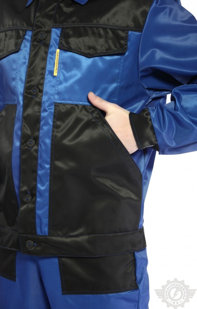 61643 Костюм "Мастер" василек-черный  Летняя спецодежда  размер 60-62/170-176  - Вид №4