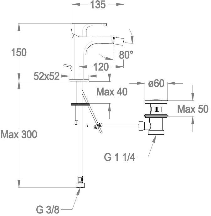 Fir Italia Настольный смеситель для биде с одной ручкой и одним отверстием Daily 44 4421011 - Вид №1